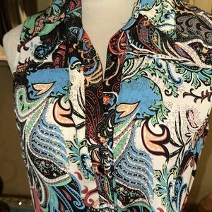Bright Paisley Button Front Shirt